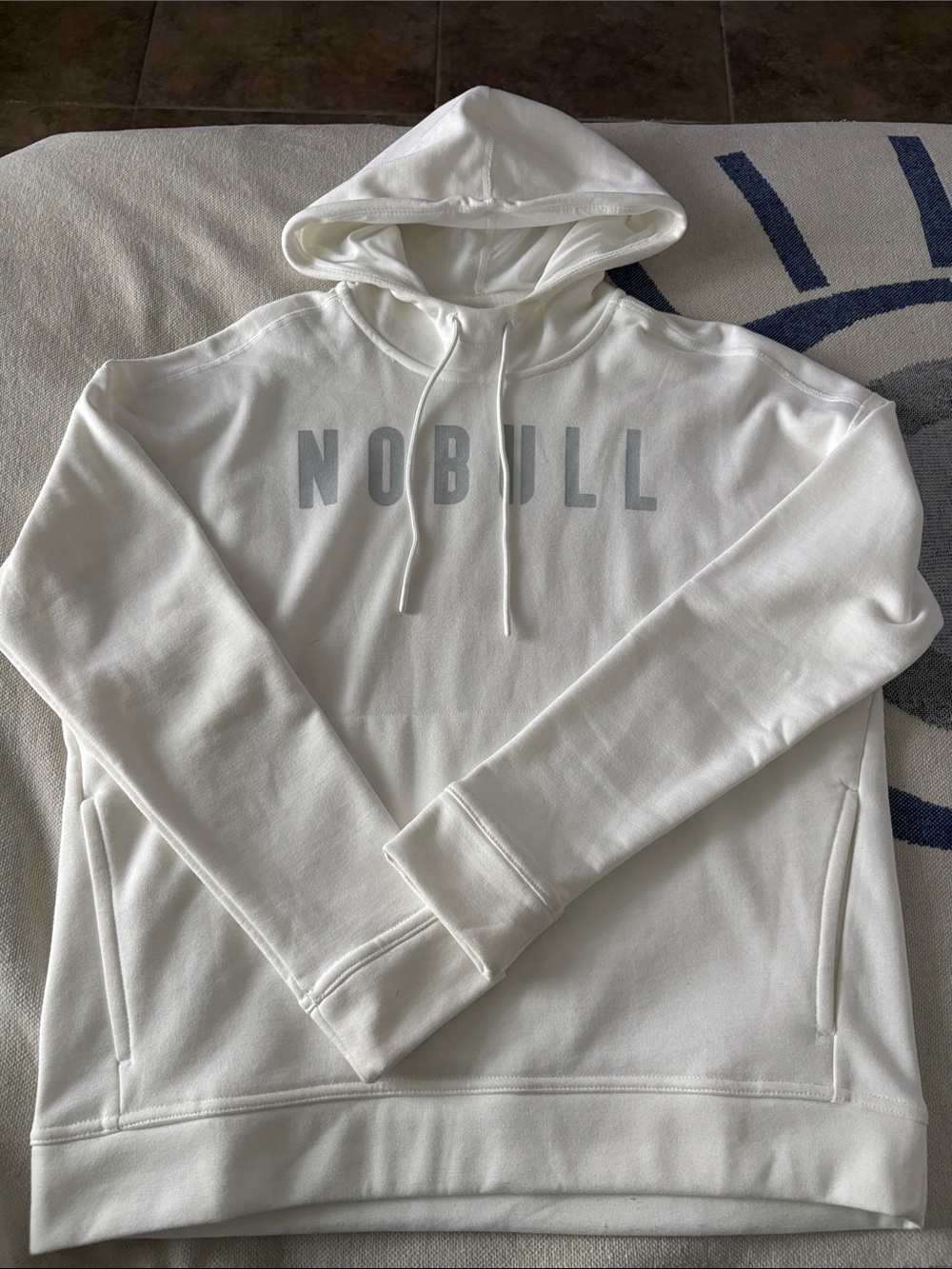 NOBULL White Pullover Hoodie with Gray Logo